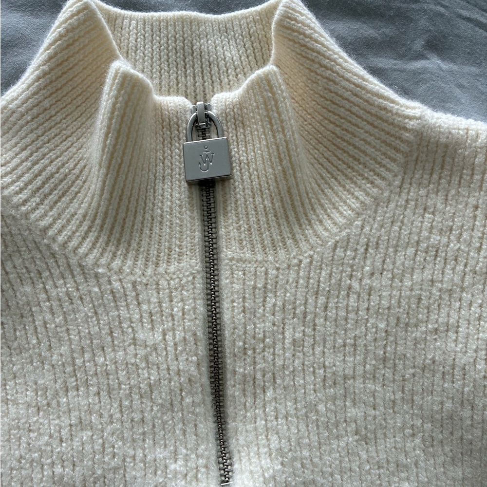 Women's Cream Sweater with Zip
